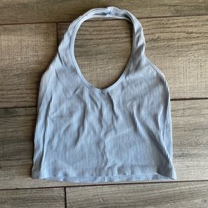 Summer Spring Break Essential L XL Baby Blue Halter Crop Top